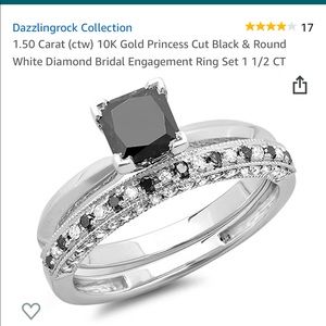 Black diamond wedding ring set